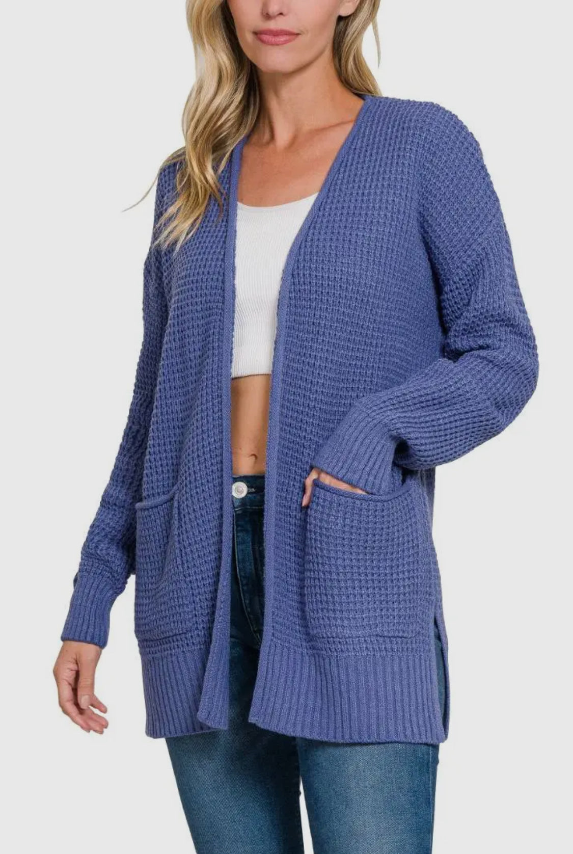 Low Gauge Open Purple Waffle Cardigan