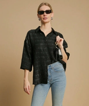 Textured Stripe Button Down Top