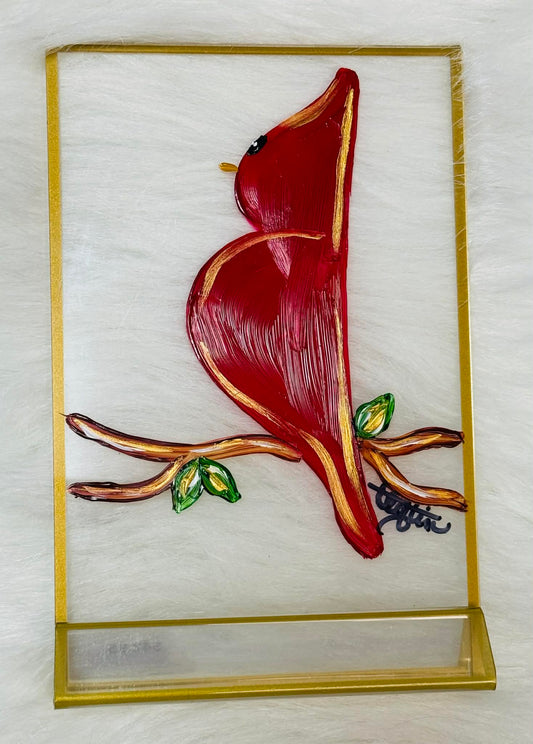 Hand Painted Cardinal on Acrylic